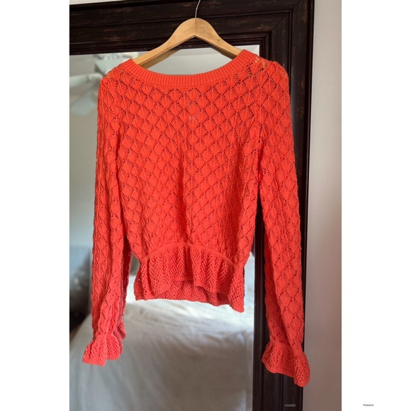 Anthropologie Flounce Hem Pointelle Sweater Large New With Tags - Picture 3 of 3